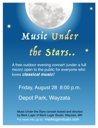 The poster for the Music Under the Stars concert in Wayzata, MN August 28, 2015.