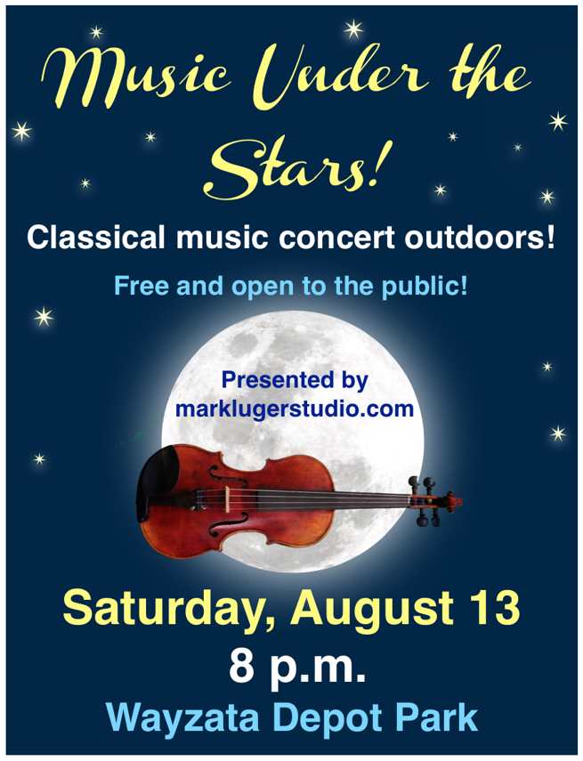 Poster of 2016 Music Under the Stars concert hosted and directed by Mark Luger.