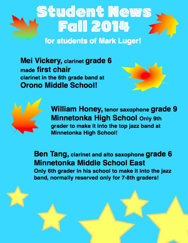 Mark Luger's students given school honors, fall 2014<meta name=