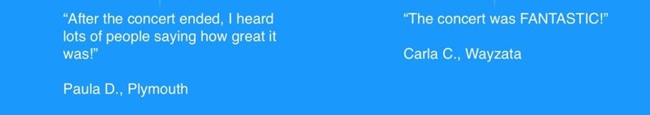 Comments of attendees of the Music Under the Stars concert August 28, 2015.