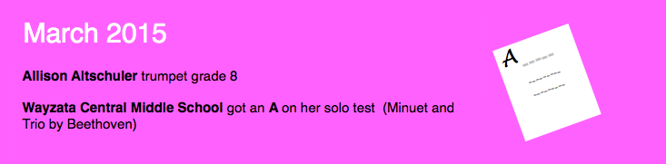 An A on trumpet solo test