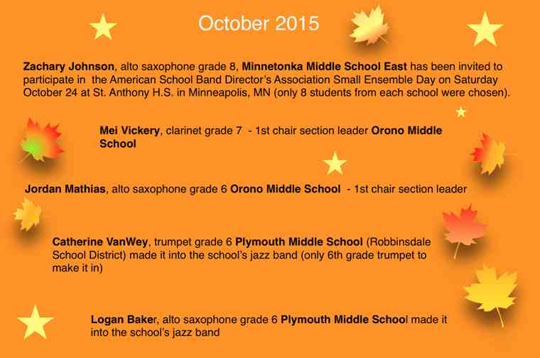 October 2015 student achievements.