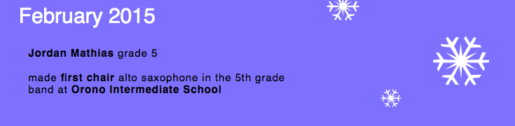 alto saxophone first chair Orono 5th grade band