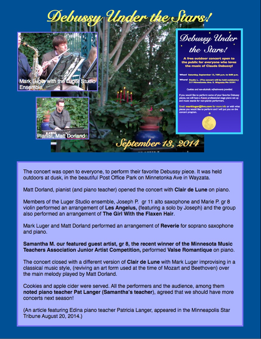 Debussy Under The Stars! concert held September 13, 2014